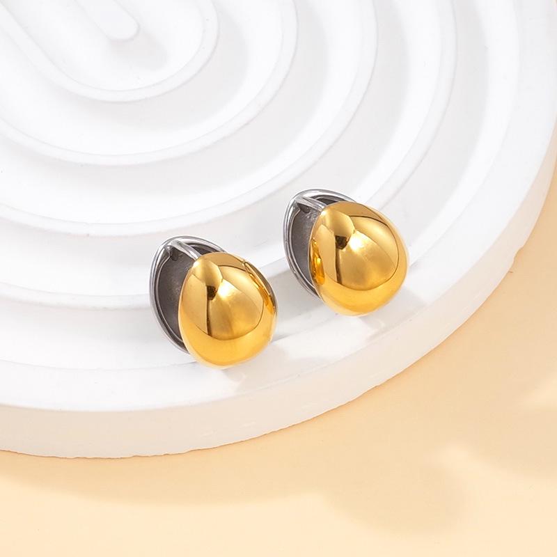 18K Gold Plated Titanium Steel Geometric Studs & Hoops Earring Set for Women - European & American Style