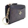 New COACH Recycled Leather Card Holder Mini Women's Walnut Wood & Black CW427-IMXAQ