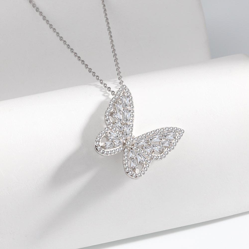 Ladies Elegant Rhinestone Butterfly Pendant Necklaces