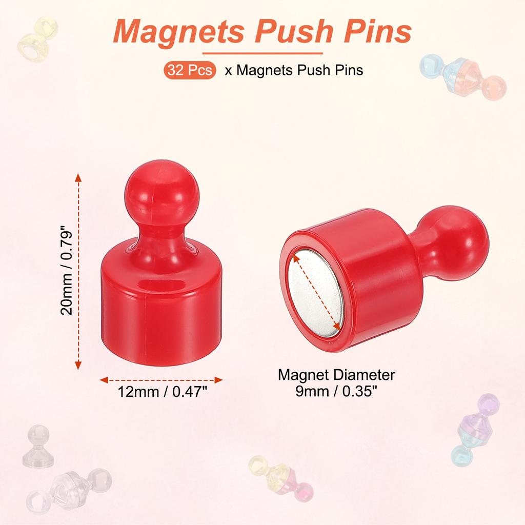 32Pcs Magnets Push Pins Strong Fridge Magnets Magnetic Whiteboard Decorative Thumbtacks for Refrigerator Locker Calendar Office