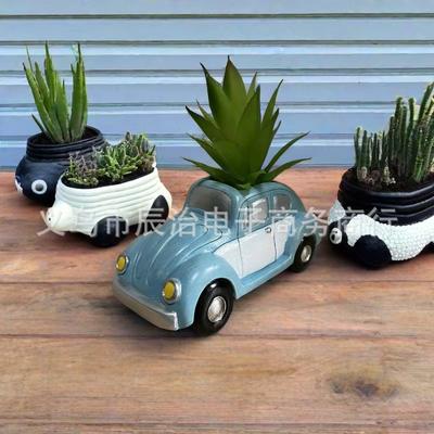 Creative Retro Car Flower Pot Resin Flower Pot Decoration Is Suitable for Courtyard Home Balcony Gardening Decoration
