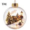Hanging Ornaments for Tree Lighted Christmas Ball Ornaments, 3D Miniature Scene with Warm LED Indoor Party Supplies Light, Clear Acrylic Bauble