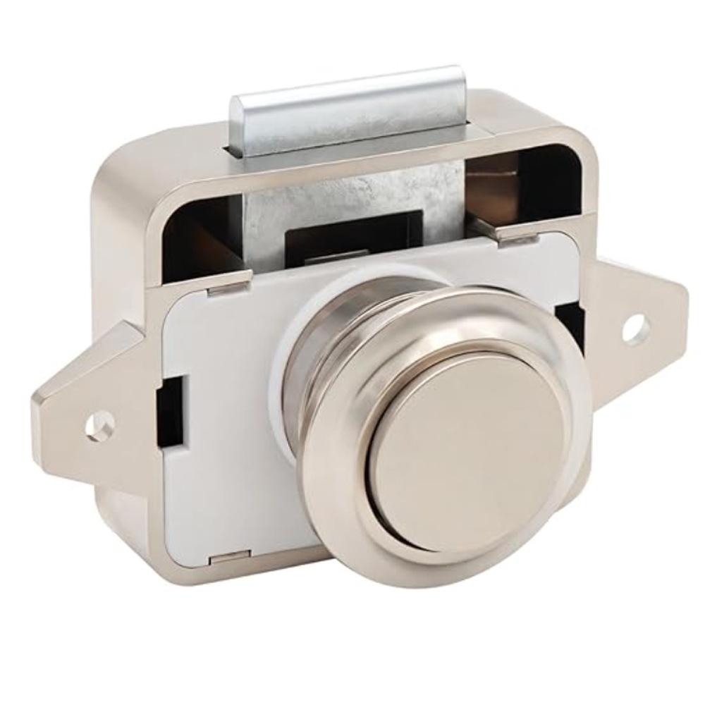 Large Keyless RV and Yacht Button Lock - Black, Gold, Chrome, Brown