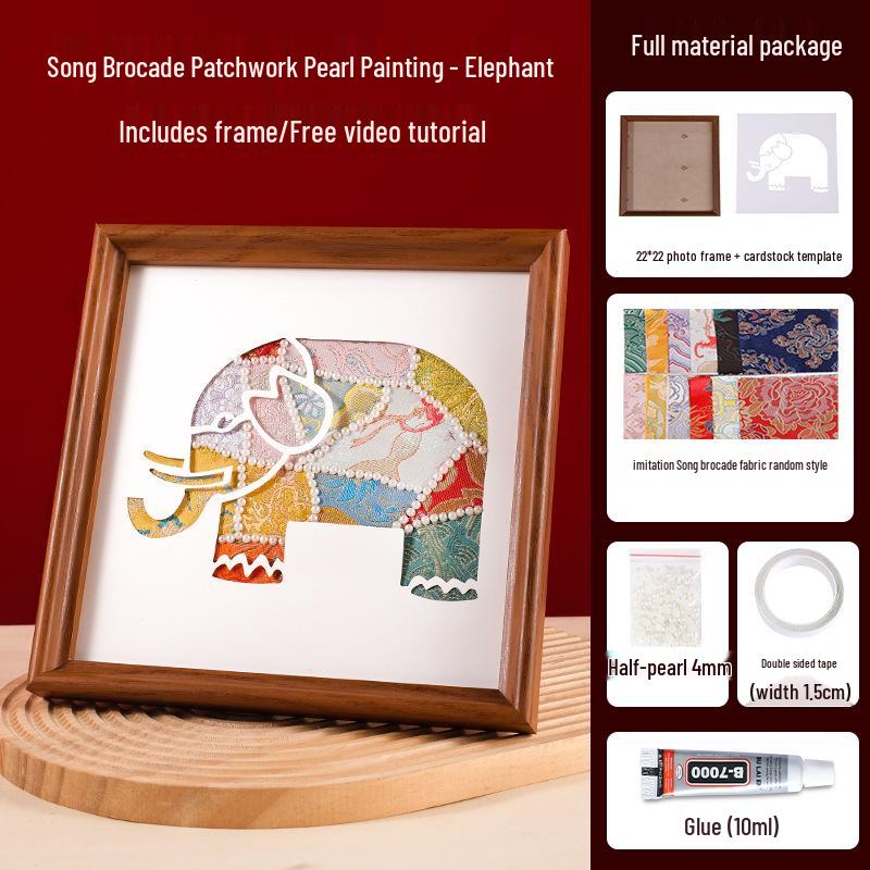 Song Brocade DIY Patchwork Kit: Pearl Painting Chinese Horse-to-Success Ornaments for Dragon Boat Festival Souvenir.