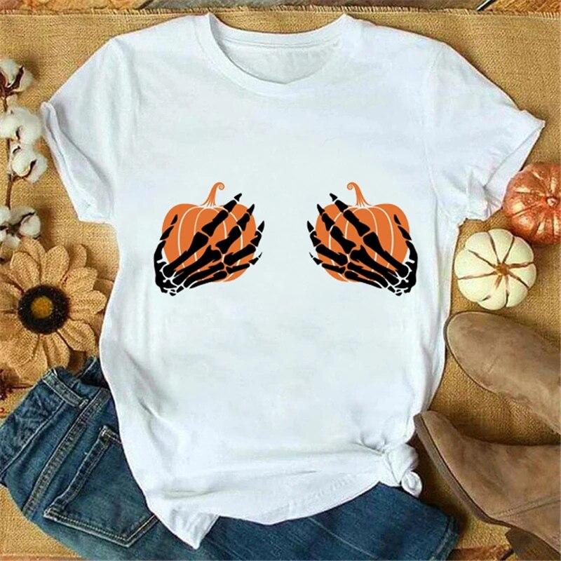 

Белая летняя женская футболка Play Trick с художественным принтом и дизайном большого размера с коротким рукавом, удобная женская футболка с принтом Y2K ДЕНЬ ВСЕХ СВЯТЫХ 3XL белый