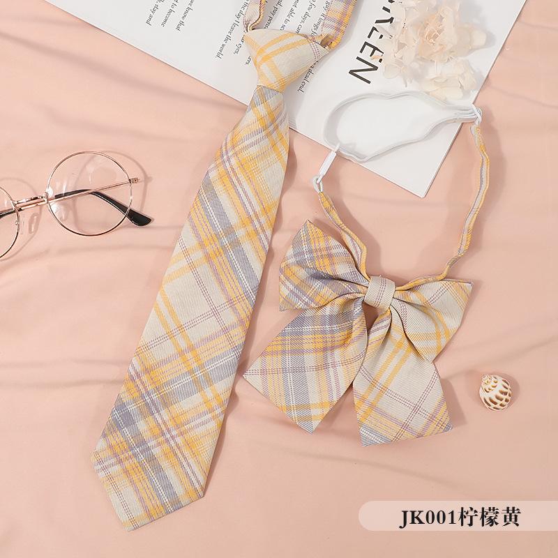Jkdk Japanese Korean Version Of Striped College Style Red Cyan Gray Blue Shirt Men'S And Women'S Accessories Free Tie Tie Set