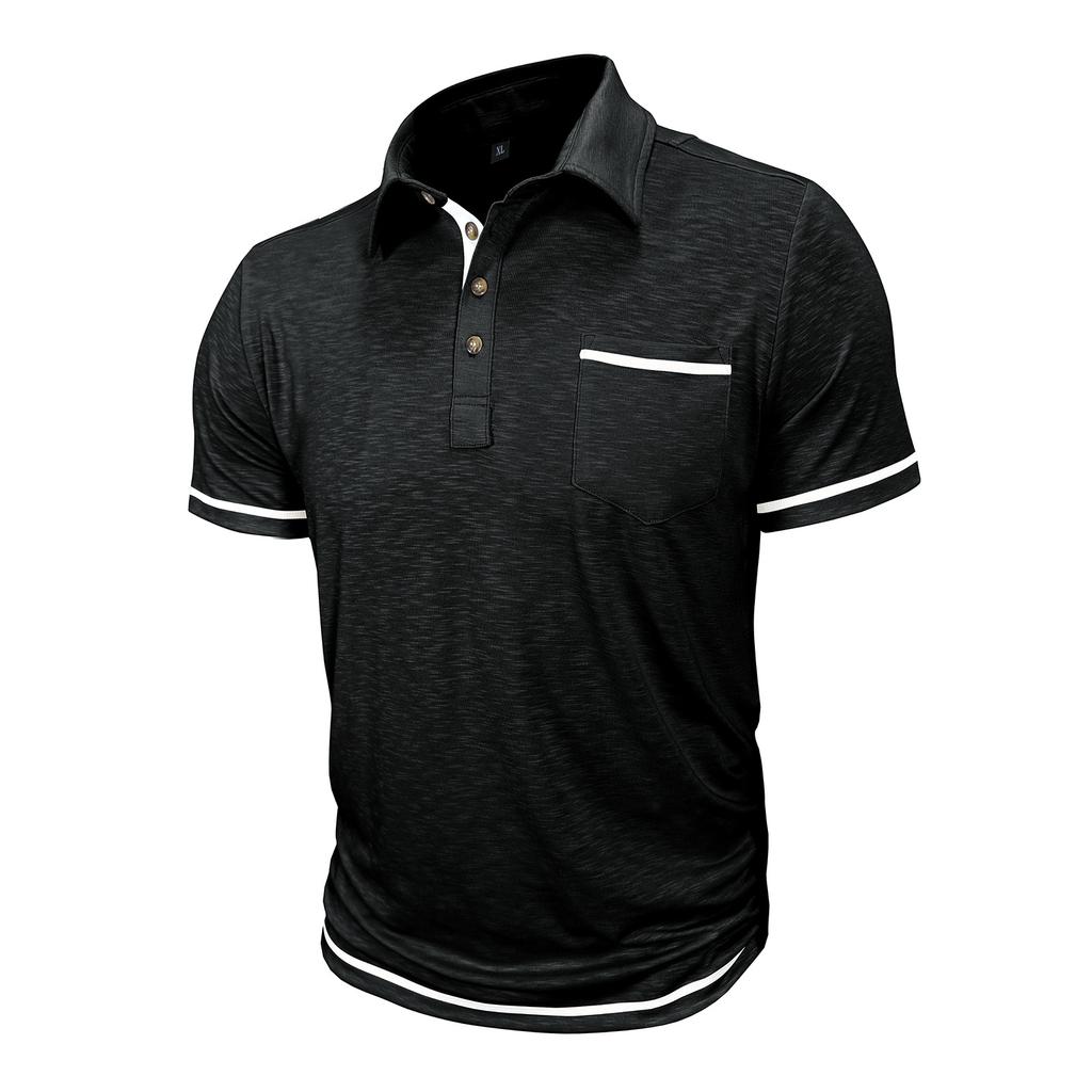 Summer Mens Short Sleeve T-Shirts Pocket Lightweight Casual Polo Shirt for Men Loose Trendy Loose Button Down Shirts for Men