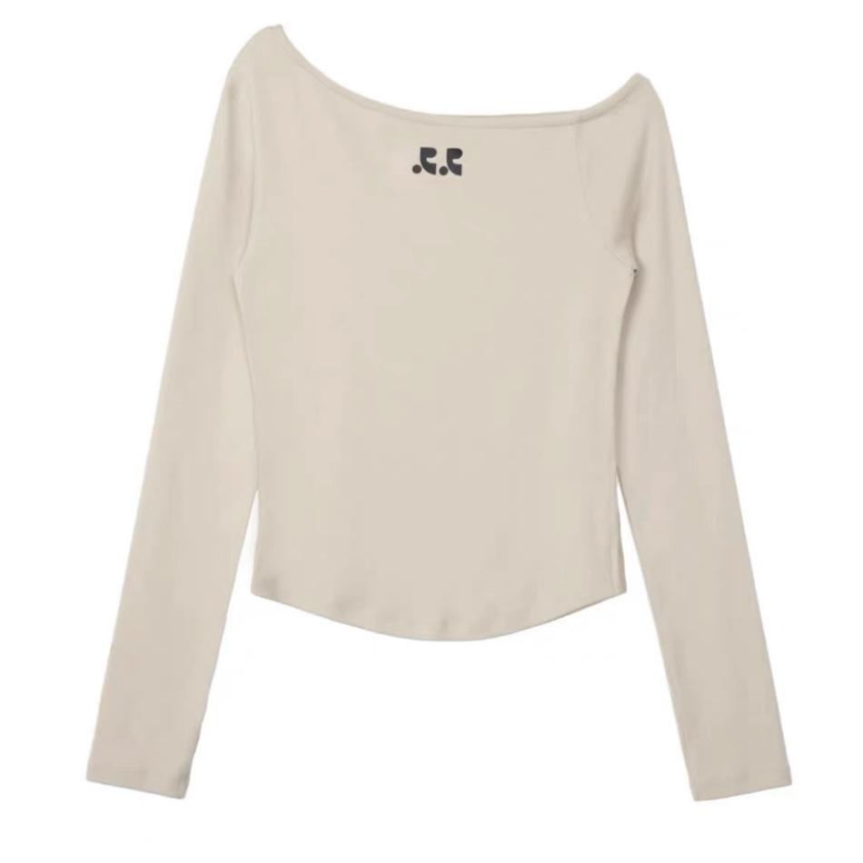 

Корейская дизайнерская футболка с открытыми плечами, облегающего кроя, с длинным рукавом One Size