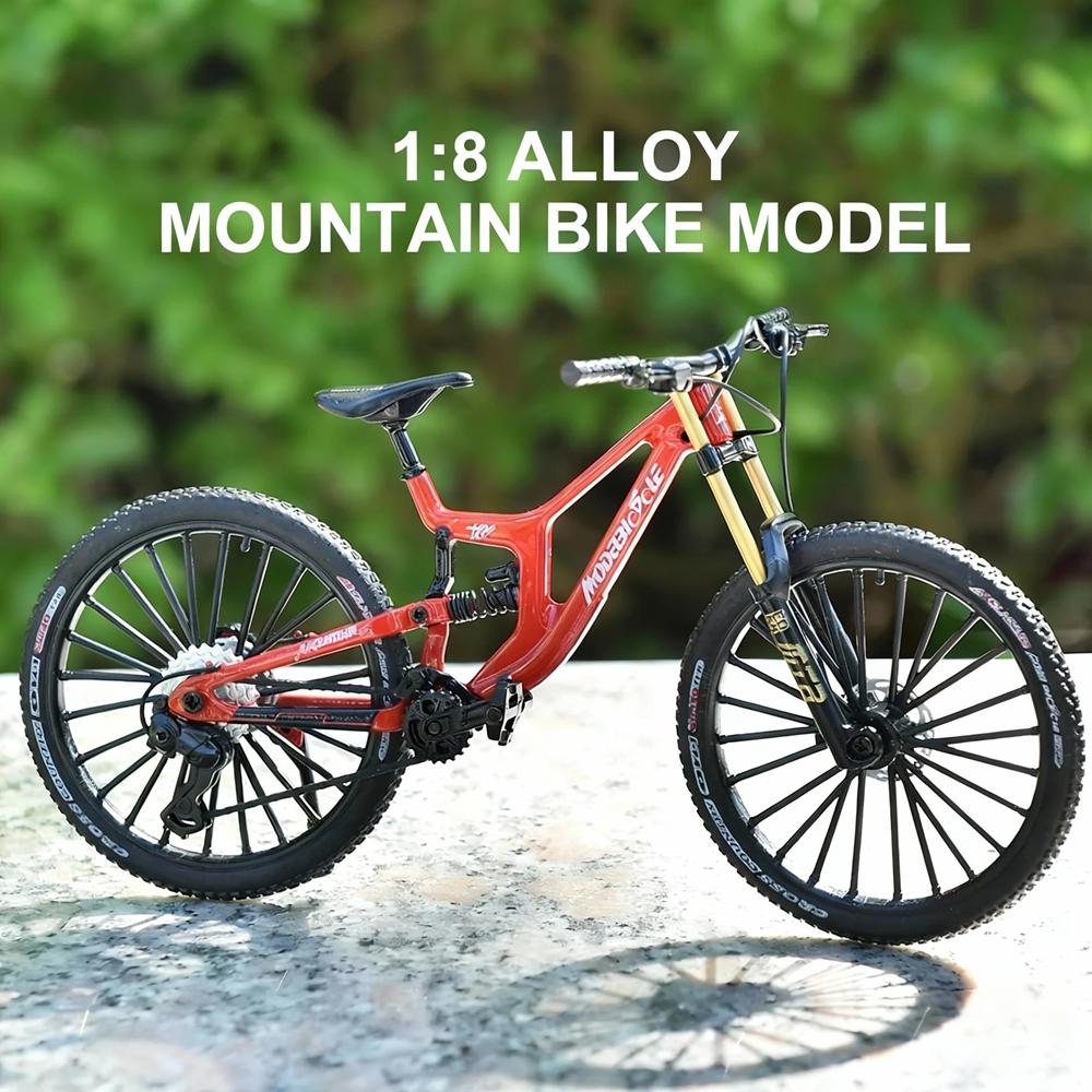 1:8. mēroga sakausējuma kalnu velosipēda modelis