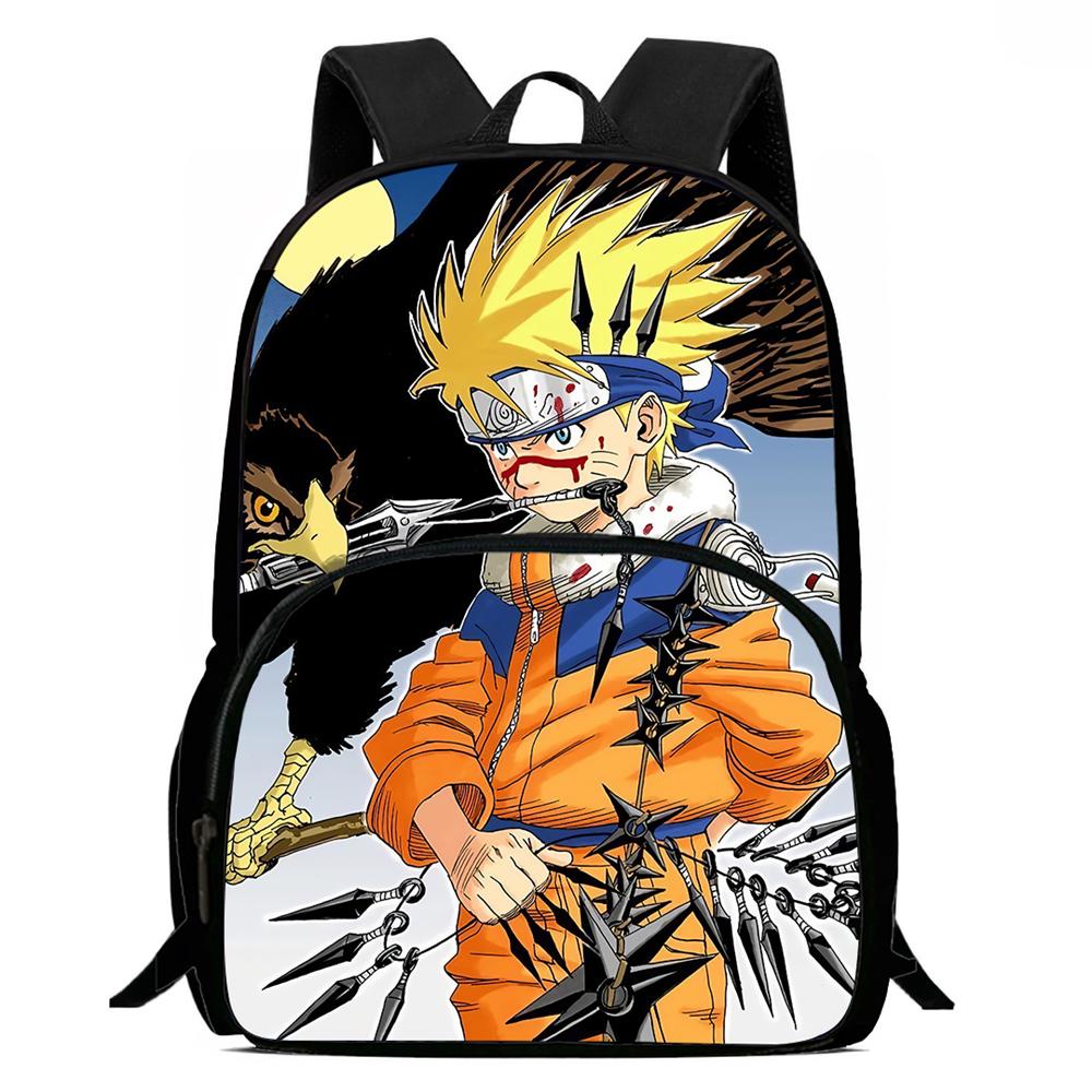 NARUTO Anime Kids Backpack Adjustable Shoulder Strap Front Pocket Lightweight Durable School Backpack For Boys Girls Age 6-10