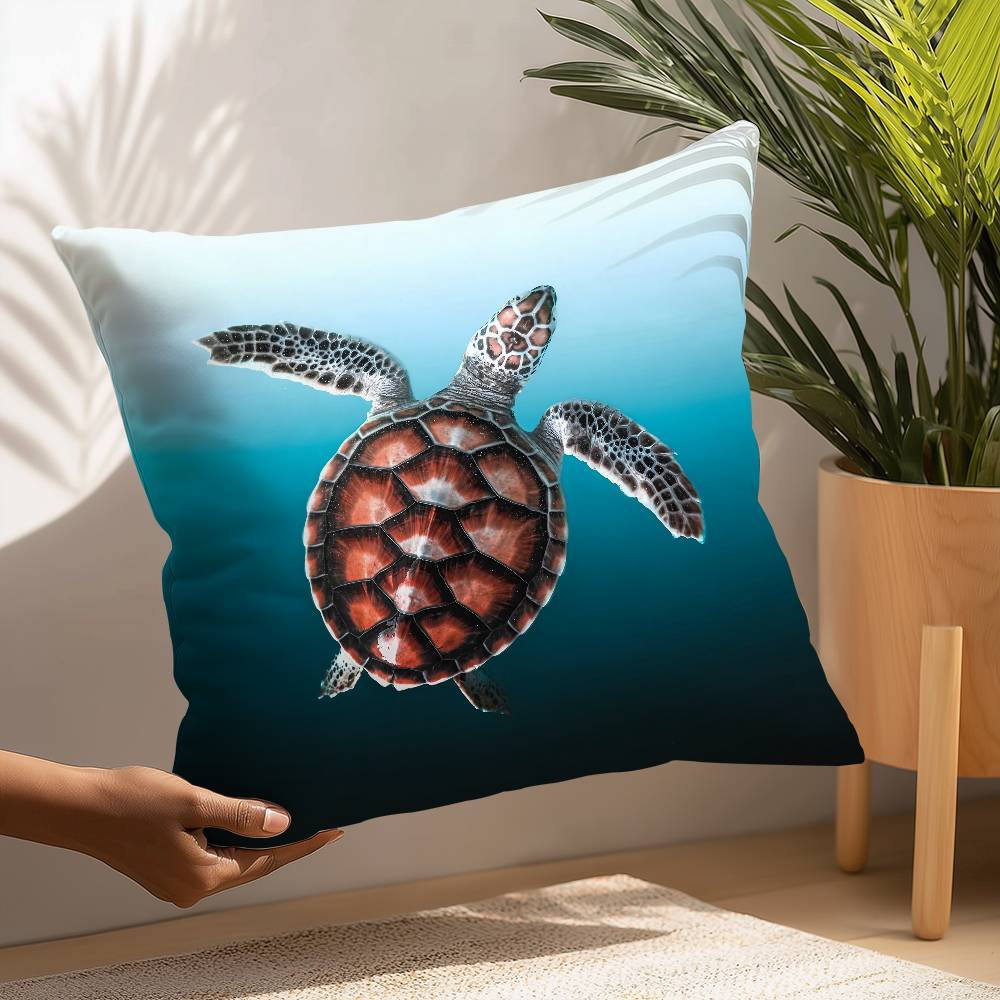 Blue Ocean Eagles Shark Angle Pillow Case Sofa Decorative Home Double-sided Printing Short Plush Cushion Pillow Cover Gift