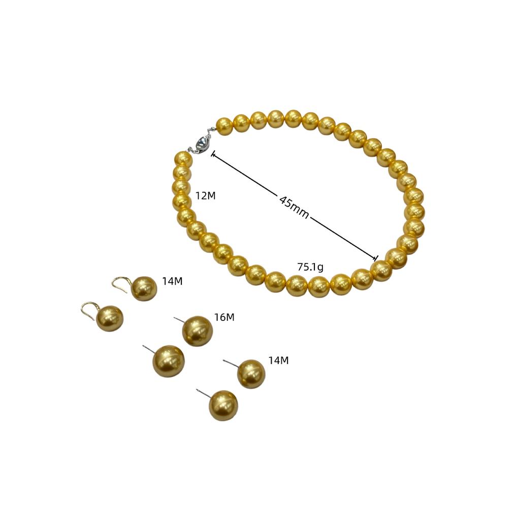 Ni Ni'S Same 12M Nanyang Gold Bead Round Necklace Women'S Light Luxury High-End Golden Collarbone Neck Chain