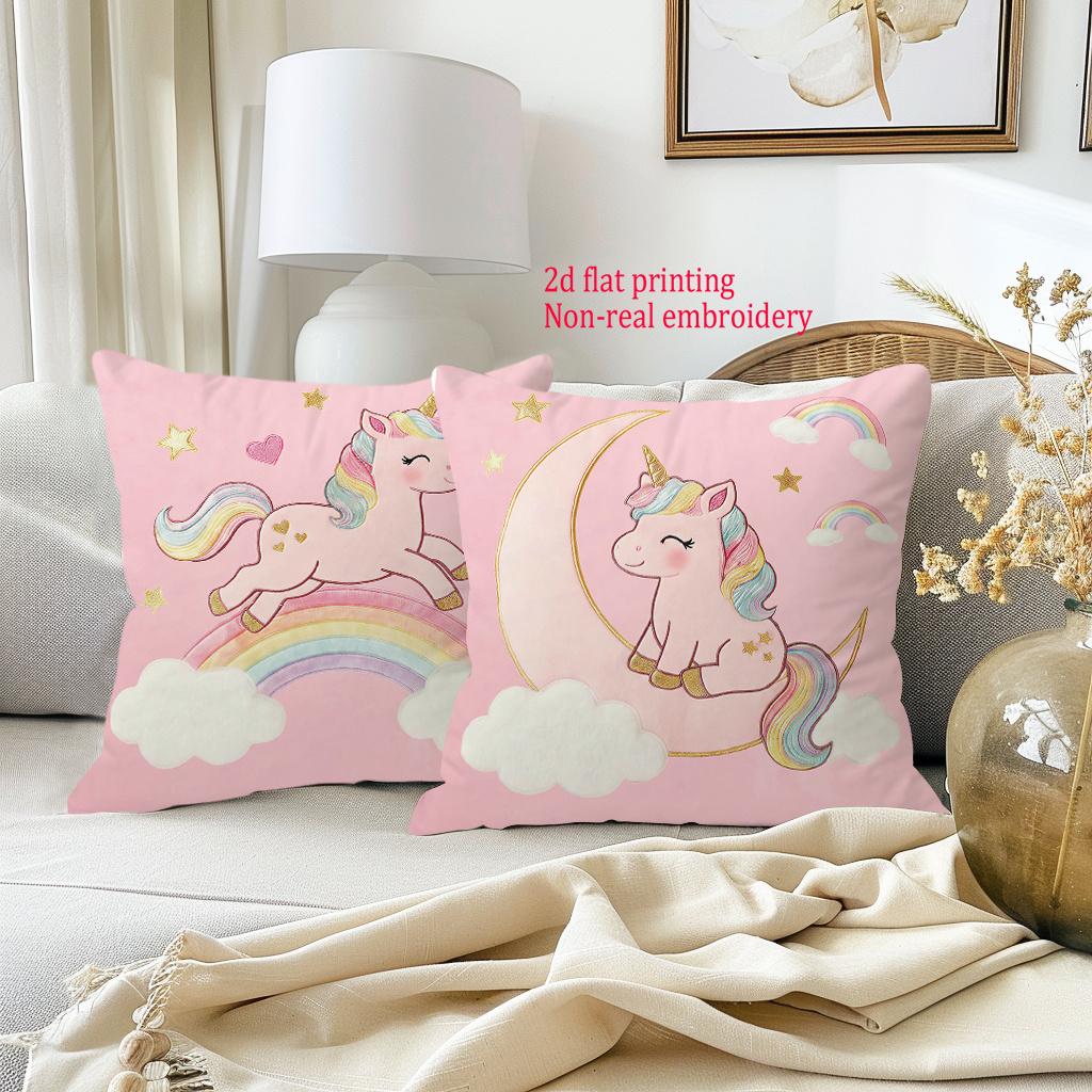 1/4pcs Unicorn Themed Pink Throw Pillow Covers Rainbow Moon Star Kids Room Decor Cushion Cases Cushion cover