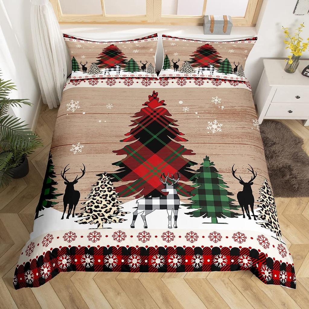Schneeflocke Frohe Weihnachten Dreiteilige Bettbezug-Garnitur 3D Digitaldruck Bettwäsche-Set