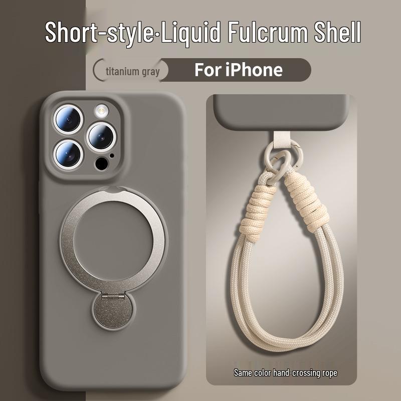 Custodia con Laccio per iPhone 17 Pro Max/Pro in Silicone Liquido Magnetica Anti-Caduta con Supporto a 360°