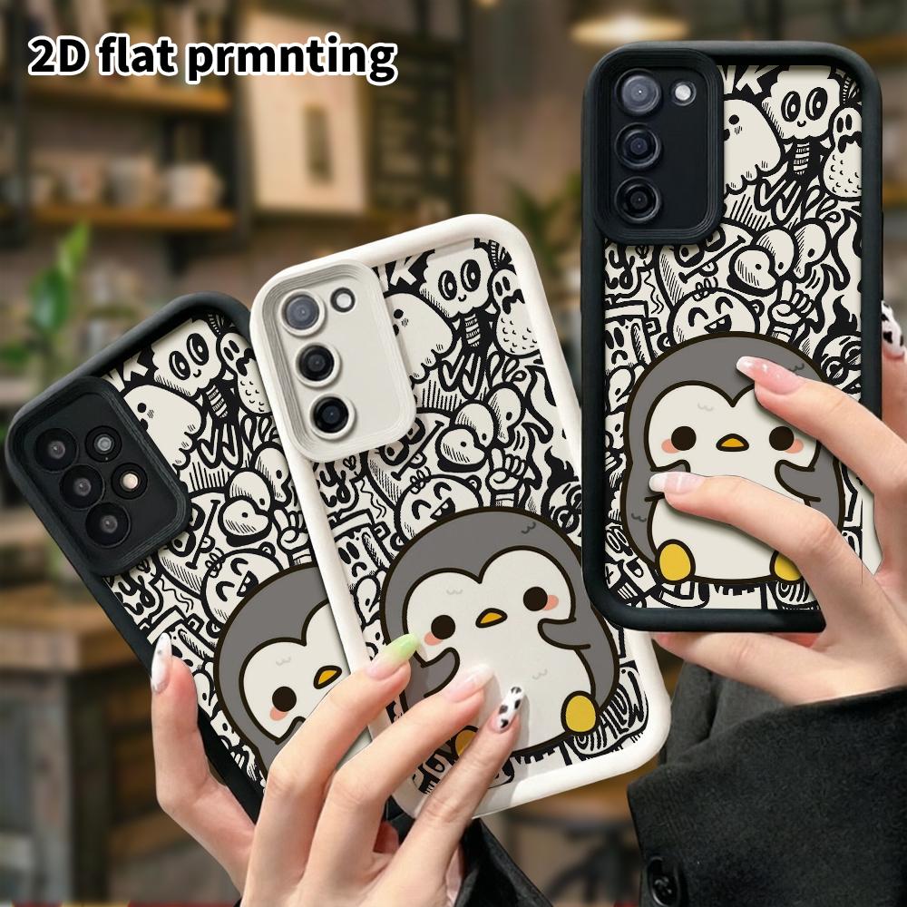 Phone Case: 2D Flat Samsung Galaxy A34 A35 M05 M06 S20 S22 S21 FE Plus 5G Protective Case, Little Penguin, Christmas and Halloween Gift