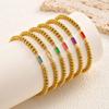 Stainless Steel Beaded Birthstone Bracelet for Women, Elegant Rectangle CZ Stone,Waterproof 18K Gold Elastic Stackable Jewelry