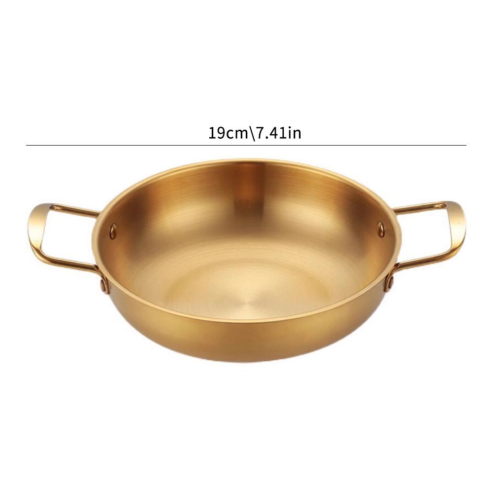 Nerezový hrnec na instantní nudle pro jednu osobu Malý hotpot Dvě ucha Ploché dno Suchý hrnec Domácnost Plynový hrnec na mořské plody