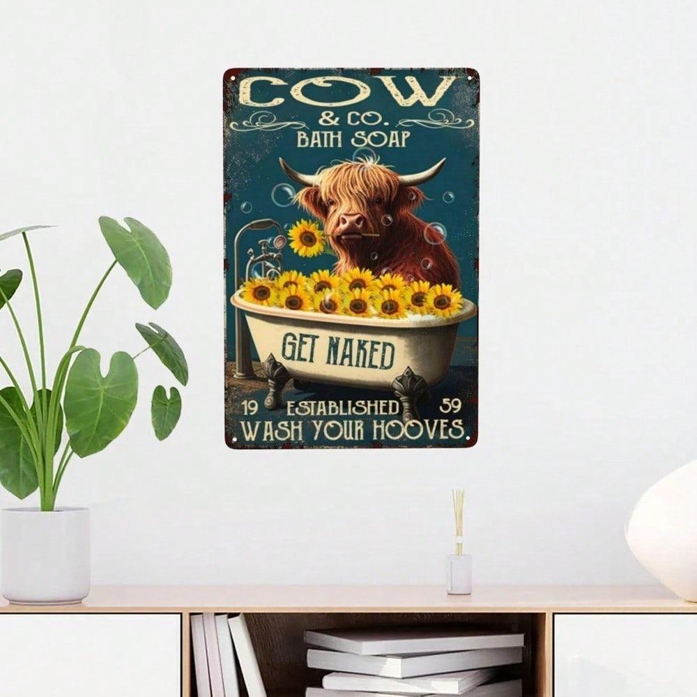 Metal Wall Art Cow Hooves Bathroom Sign Farmhouse Decor