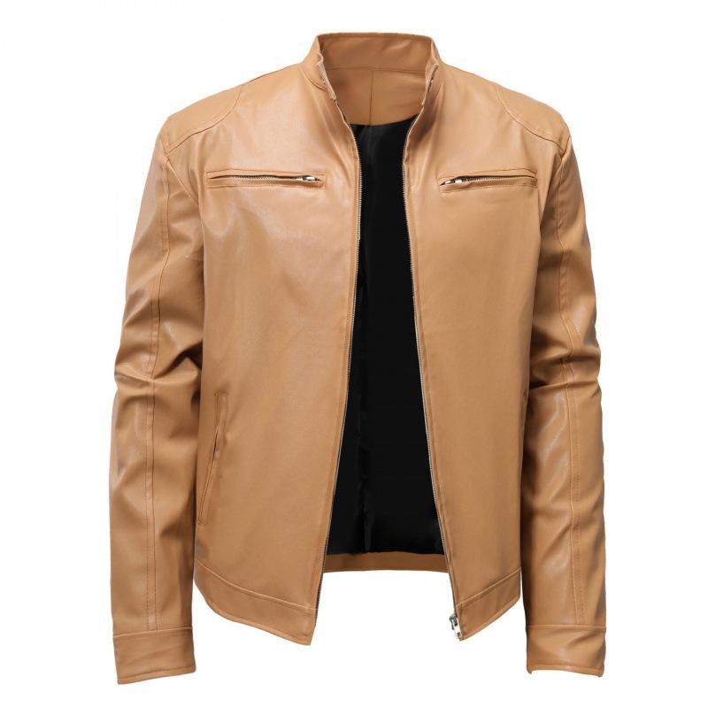 New autumn and winter European and American men's European and American leather jacket large size fashion slim leather jacket