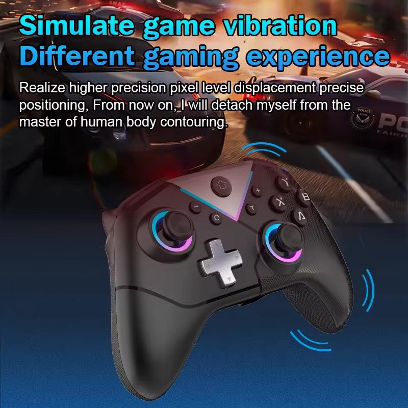Wireless PC Gaming Controller, with Rgb Led Light Compatible for Nintendo Switch/Mobile Phone/Android Gamepad Joystick