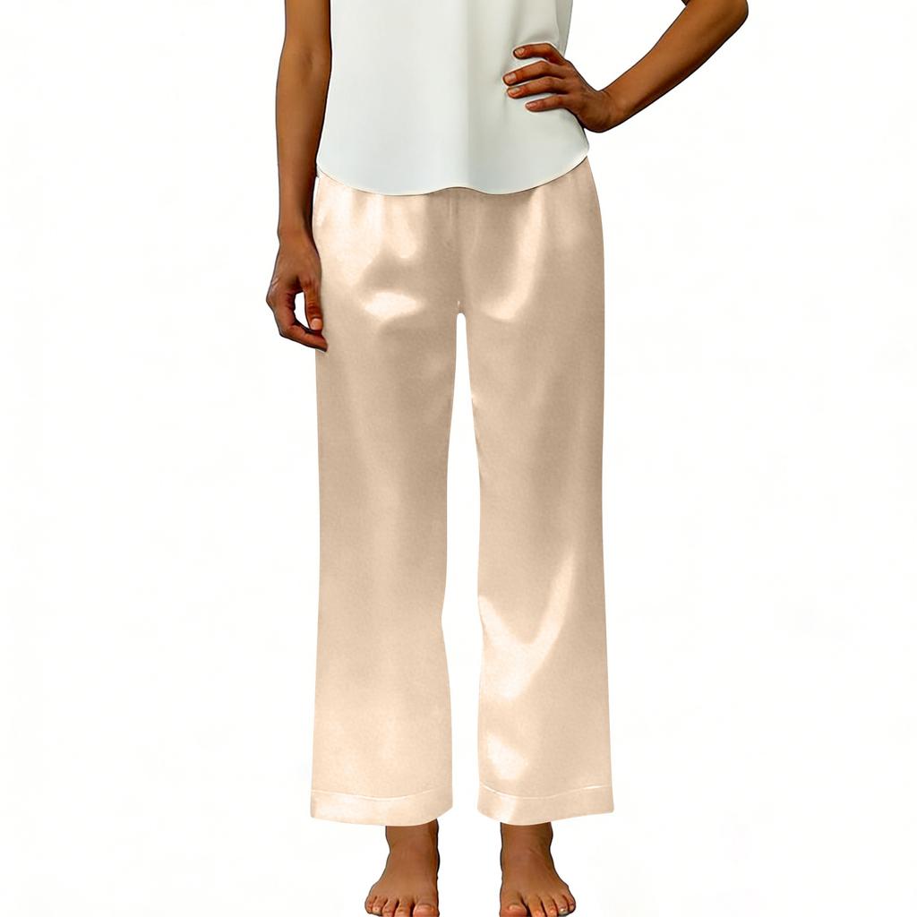 Modische Damen-Freizeithose mit elastischem Bund, Taschen und geradem Bein