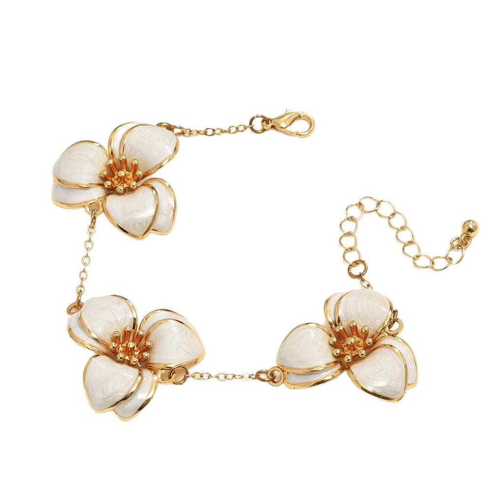 סט צמידים אלגנטי מאירופה עם פרחי אמייל - צבעים מרובים, תכשיטי יוקרה ברמה גבוהה