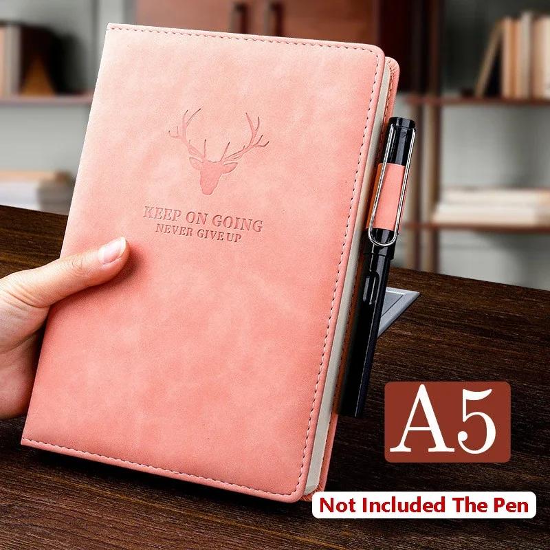360 Pages Portable Extra-thick Wax-feeling Leather A5 Log Notebook for Daily Work Office School Supplies Korean Stationery