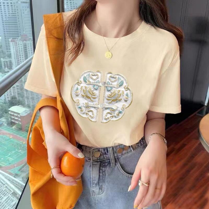 VEZFAA Damenmode Casual Sommer Frühling Kurzarm O-Ausschnitt Blusen & Hemden