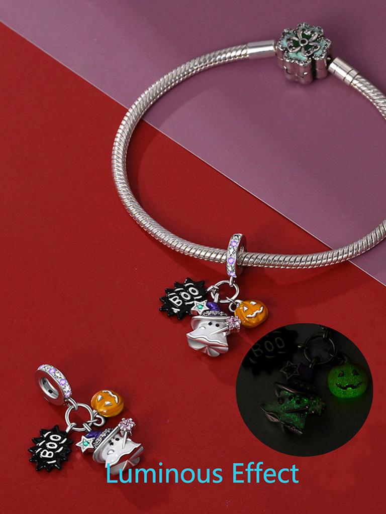 Charms Plata Cute Halloween Ghost Candy Beads Charm Copper Plated Fit Charms Original Bracelet For Jewelry Making Diy Charm