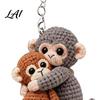 Portachiavi Scimmia Crochet Fatto a Mano Lavorato a Maglia Carino Ciondolo per Borsa per Zaino Borsa Durevole