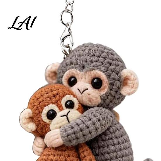 Portachiavi Scimmia Crochet Fatto a Mano Lavorato a Maglia Carino Ciondolo per Borsa per Zaino Borsa Durevole