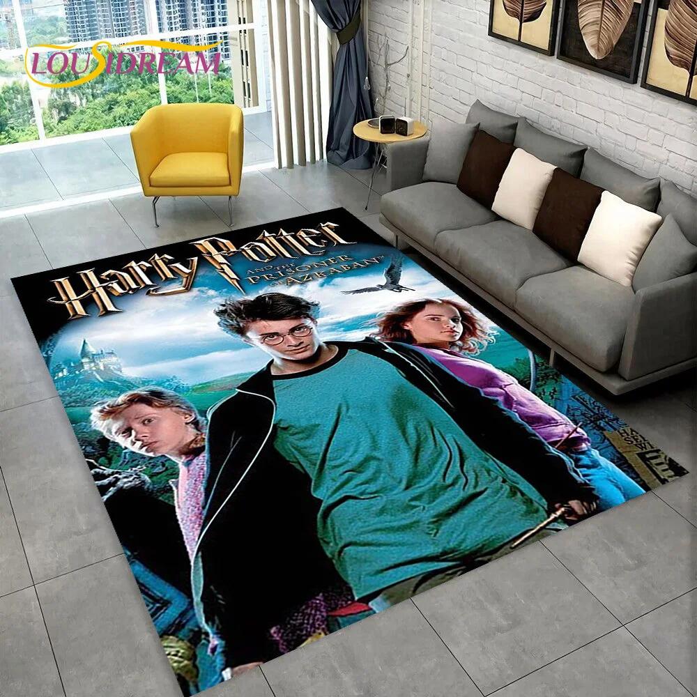 3D P-Potter Magic Academy Movie HD Rug Carpet for Living Room Bedroom Home Decor,Floor Mat Non-slip for Sofa Doormat Gift Kids