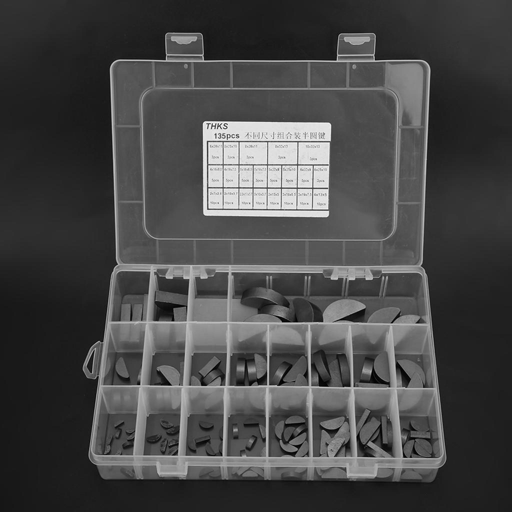135 Pcs Woodruff Key Flywheel Pulley Crank Way Key Assortment Kit for Multiple Purpose