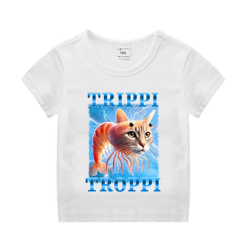 Italian Brainrot Boy Girl Cotton T-shirt Tung Tung Tung Sahur Kids Summer Clothing Funny Meme Children Short Sleeve Tops Unisex