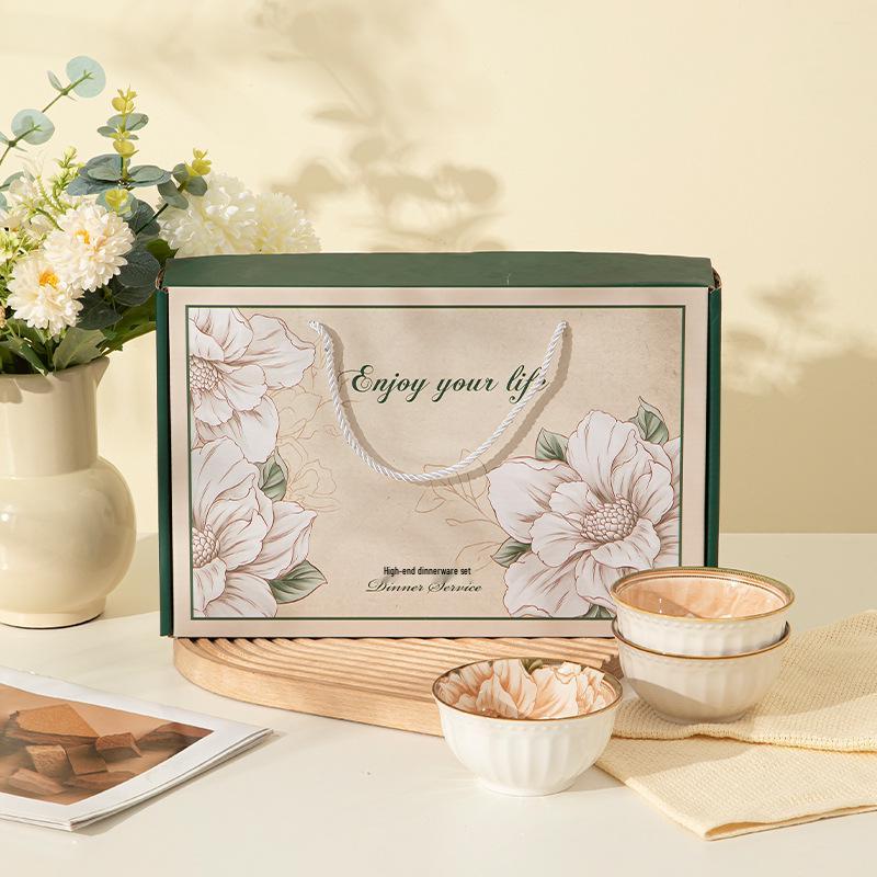 Ceramic Rice Bowl Gift Set - Creative Tableware for Housewarming