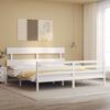 VidaXL Bed Frame with Headboard White 200x200 Cm Solid Wood 3195112