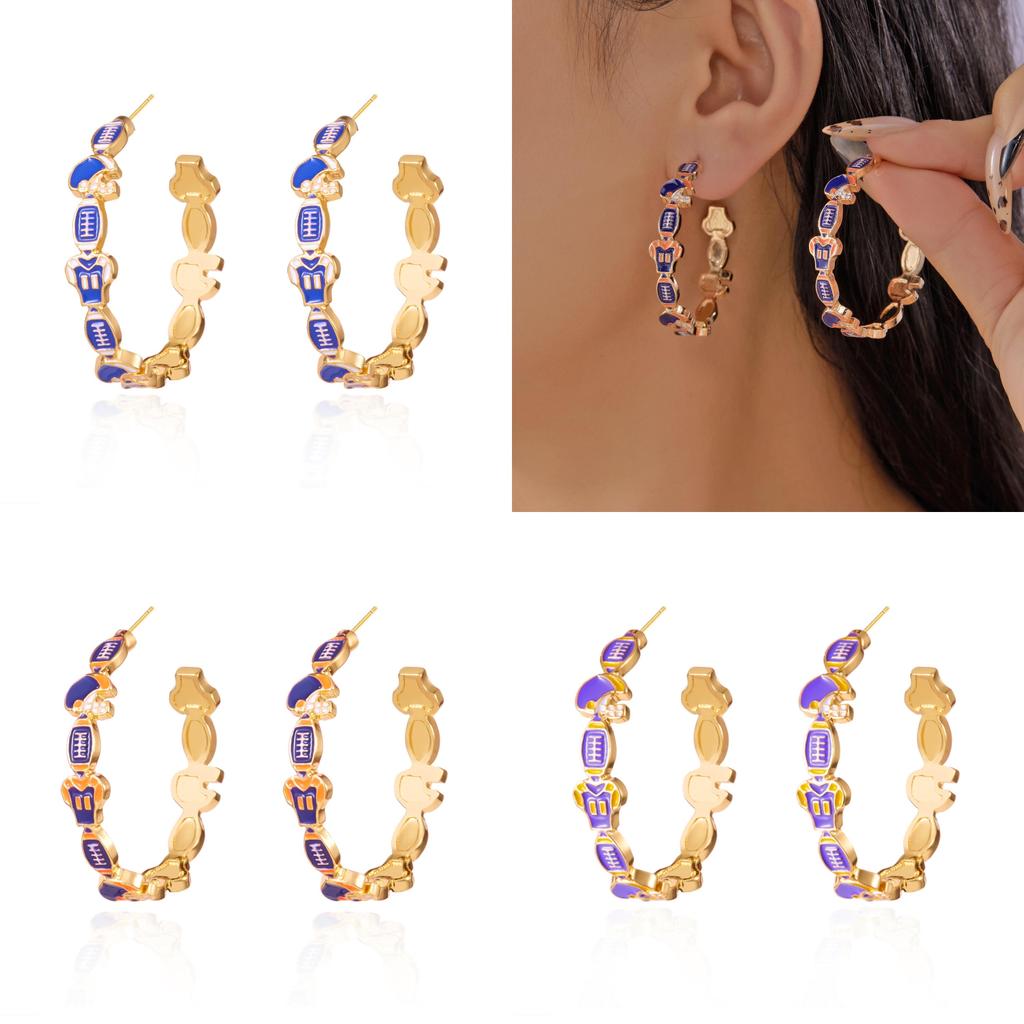 Trendy Summer Geometric Enamel Earrings With Stainless Steel Post For Women