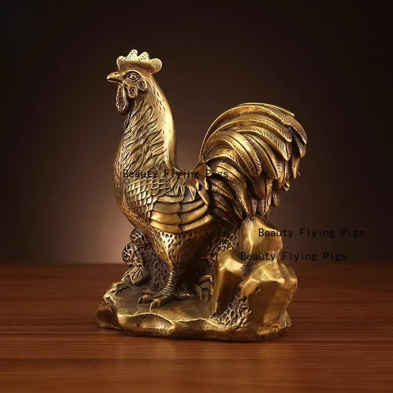 Metal Zodiac Chicken Ornament Home Decoration TV Cabinet Chicken Decoration Feng Shui Accessories Chinese Style Chicken Statue