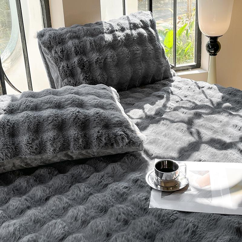 Rabbit Plush Pillowcase 48x74cm 2 Pcs Soft Warm Fluffy Long Hair Pillow Cover Decorative Pillow Sham for Beds