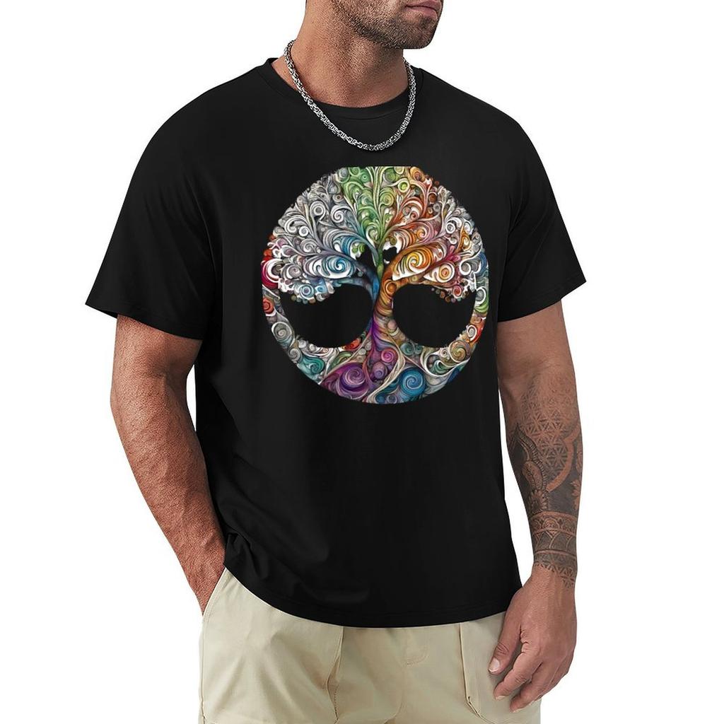 Colorful Tree of Life T-Shirt Daily Work Short Sleeve Top