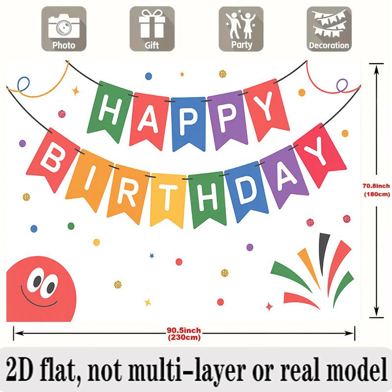 Colorful Happy Birthday Banner, Fabric Background Wall Decor for Party