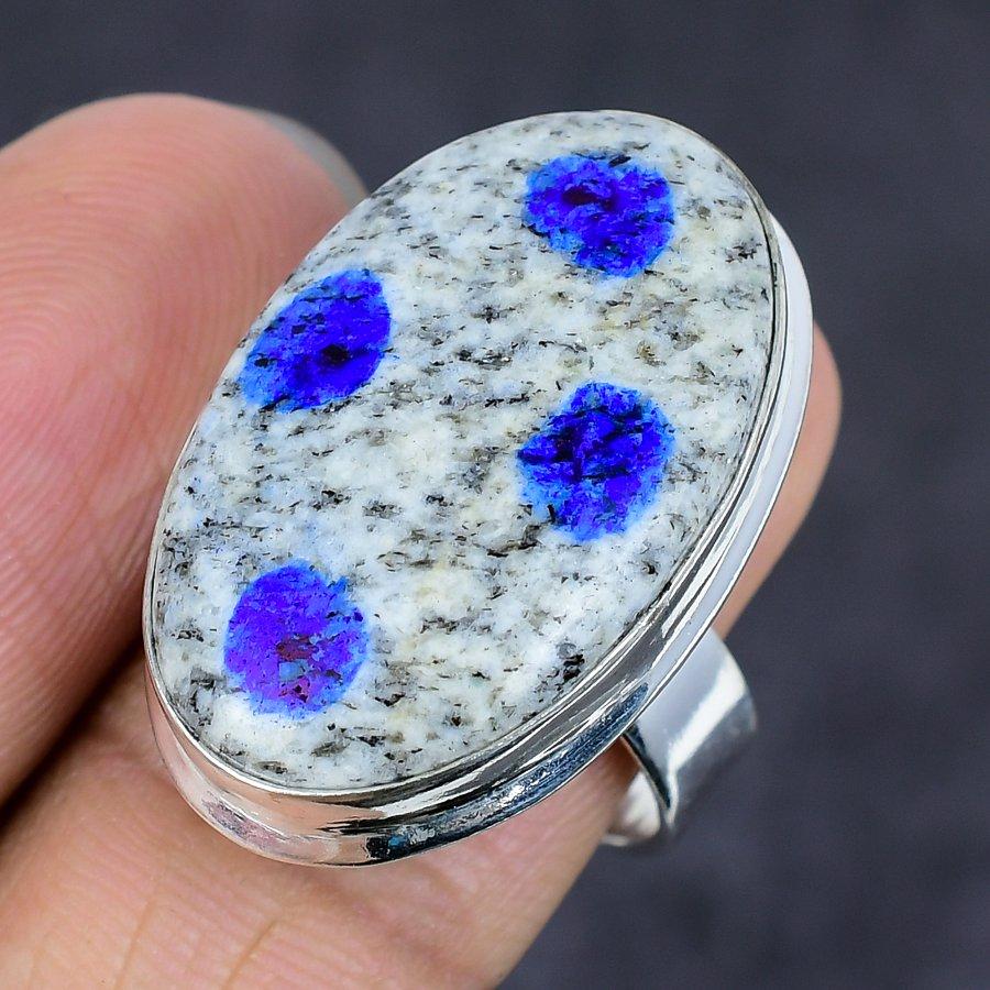 Natural K2 Blue Azurite Gemstone 925 Sterling Silver Jewelry Ring Size 9 V6v38