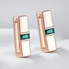 Unique Square Green Zircon Earrings for Women Luxury Gold Color Simple Bride Earrings Vintage Wedding Jewelry