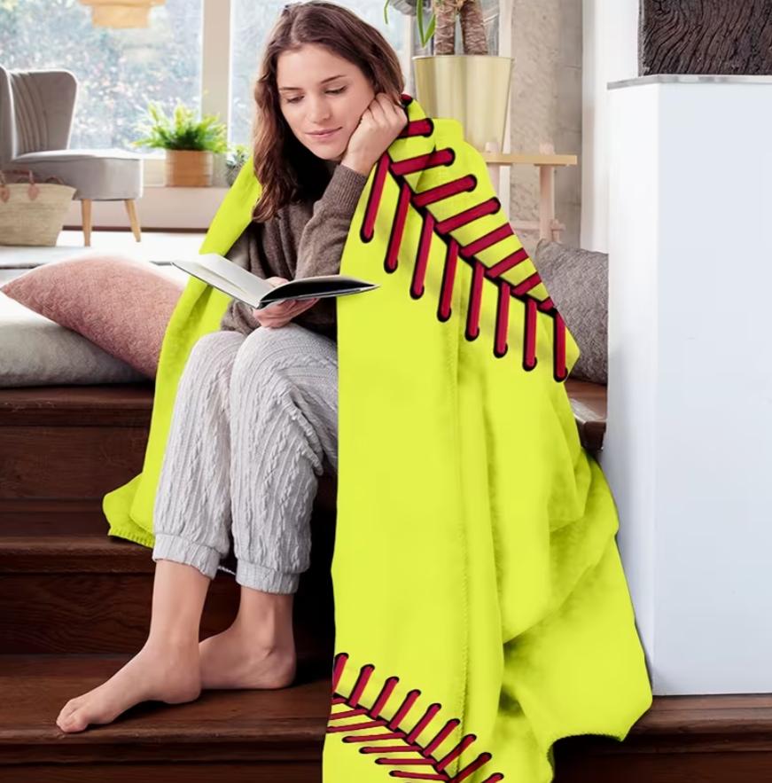 1pc Softball Pattern Blanket Fleece Throw Blankets 150x180cm for Bed Couch Sofa Blankets