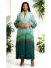 Miyake Women's Tie-Waist Gradient Ruffled Long Coat and Skirt Set - Ideal for Spring and Autumn