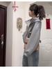 Women's Petite Gray Sweatshirt Jacket - 2025 Korean Style Autumn Winter Versatile Commuting Outfit