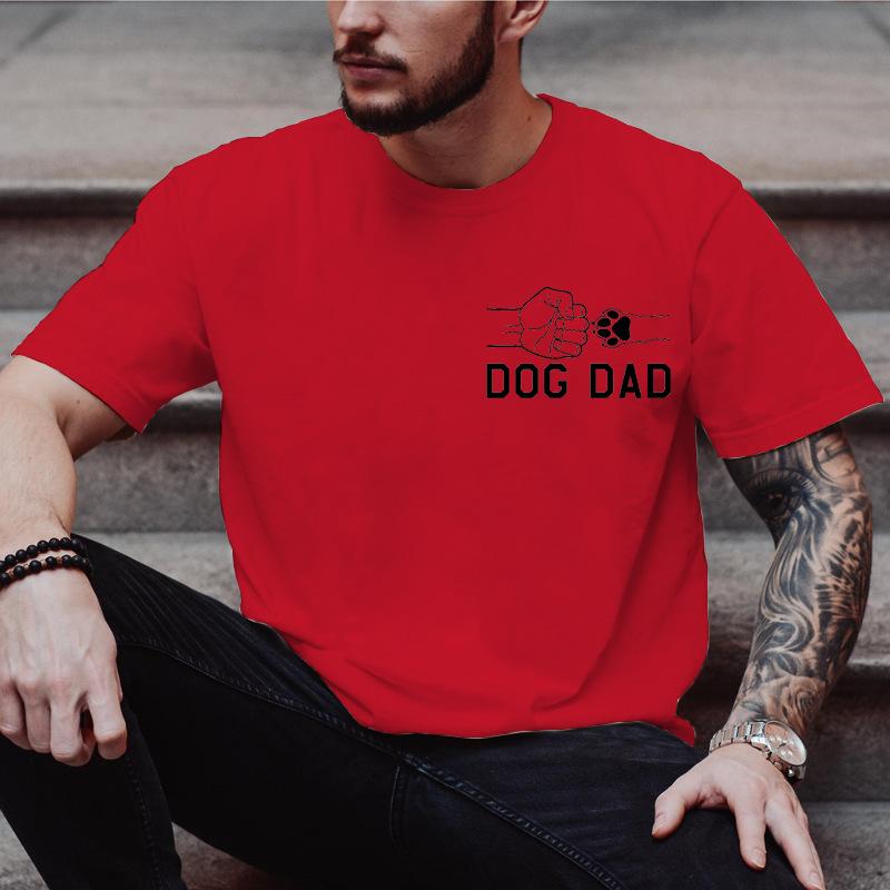 Unisex Crew Neck Dog Dad Paw Fist Graphic Short Sleeve Cotton Tee Casual Summer Streetwear Loose Basic Daily Outdoor Wear Top