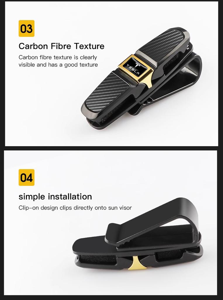ALI1 ABS Glasses Clip Car Sun Visor Card Ticket Clamp Fastener For Tesla Model 3 Model S Model X Model Y Cybertruck Roadster SpaceX
