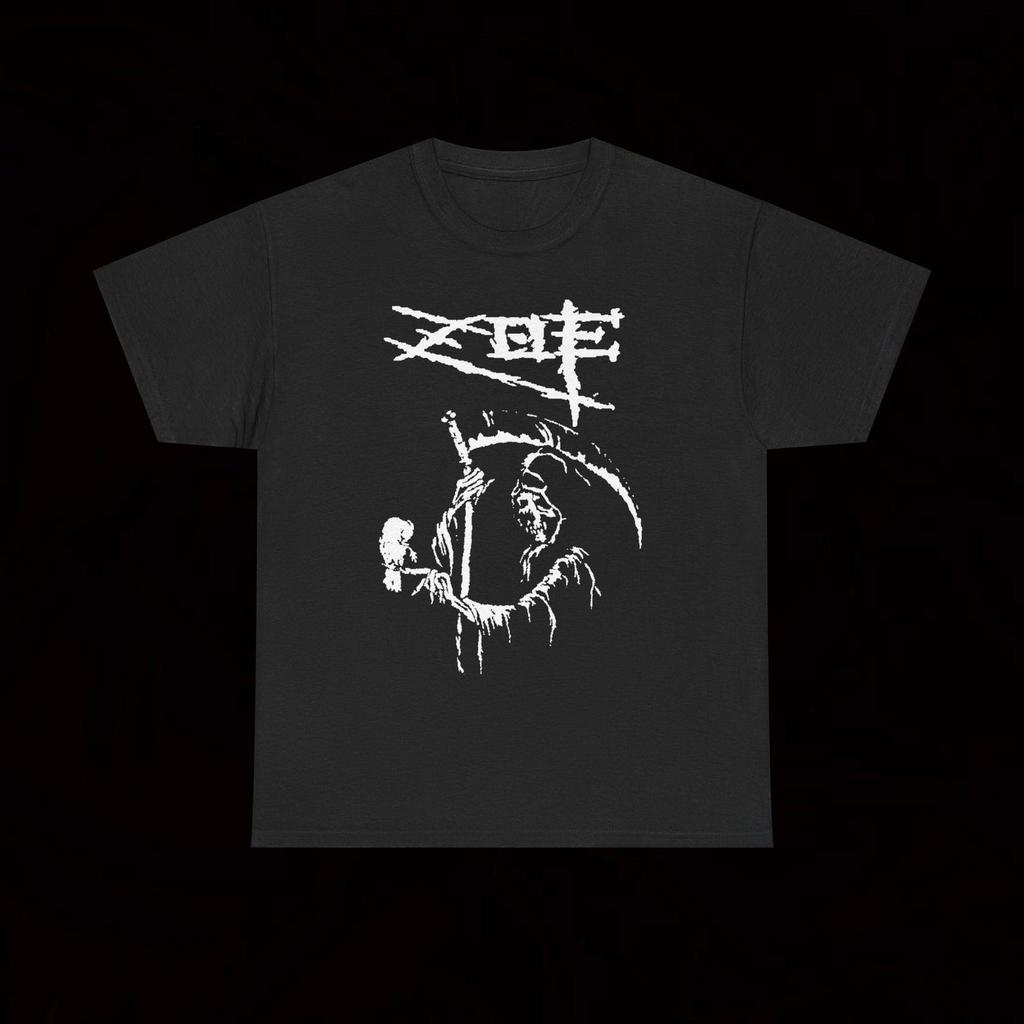 Zoe Reaper From Hell T-Shirt Crust Punk Hardcore Vintage Born/Dead Krigshot Muga War Ripper Atakke Mass Grave Axiom Health Hazard Recharge